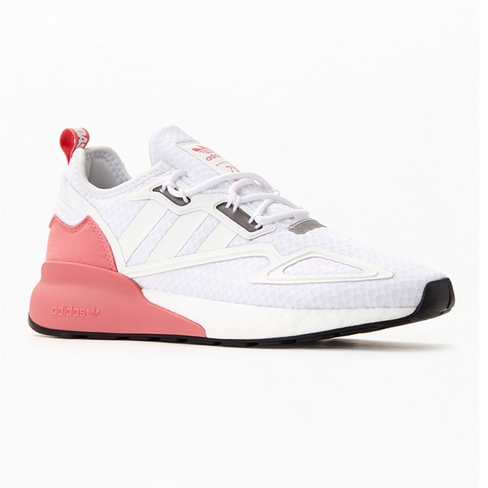 adidas Women's White & Pink ZX 2K Boost Sneakers